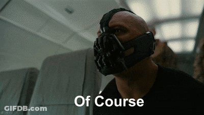 A Bald Man Wearing A Mask With The Words Of Course Below Him GIF