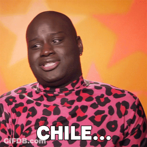 Bald Man In Pink Leopard Shirt Says Chile GIF