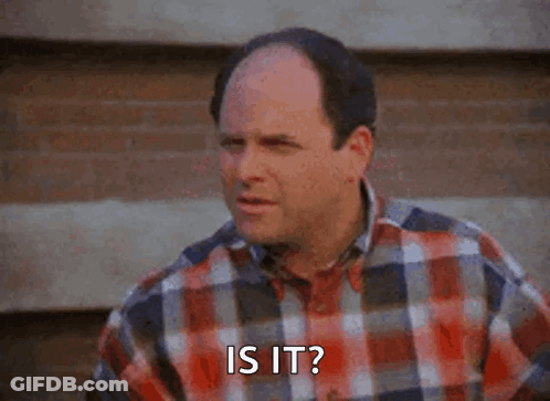 A Bald Man Wearing A Plaid Shirt Is Asking Is It . GIF