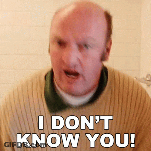 A Bald Man Wearing A Sweater Says I Don 'T Know You GIF