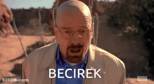 A Bald Man Wearing Glasses And A Blue Shirt Says Becirek GIF