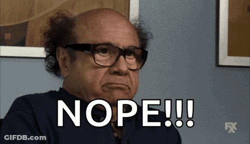 A Bald Man Wearing Glasses Is Making A Face And Says Nope !!! GIF