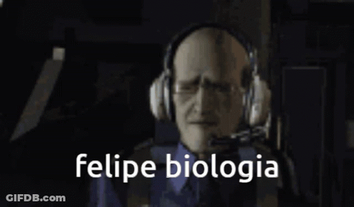 A Bald Man Wearing Headphones Salutes With The Word Felipe Biology Written Below Him GIF