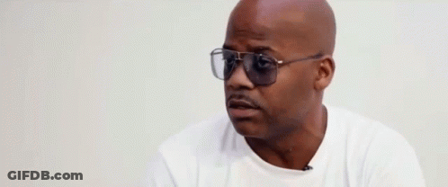 A Bald Man Wearing Sunglasses And A White Shirt Is Making A Funny Face In Front Of The Word Pause GIF