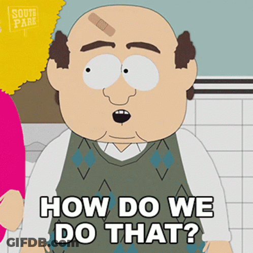 A Bald Man With A Bandage On His Forehead Says How Do We Do That GIF