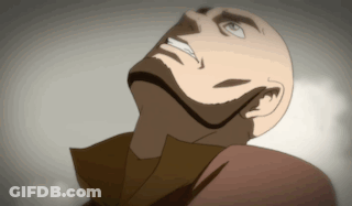A Bald Man With A Beard Is Looking Up GIF