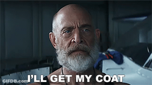 A Bald Man With A Beard Is Saying I 'Ll Get My Coat . GIF