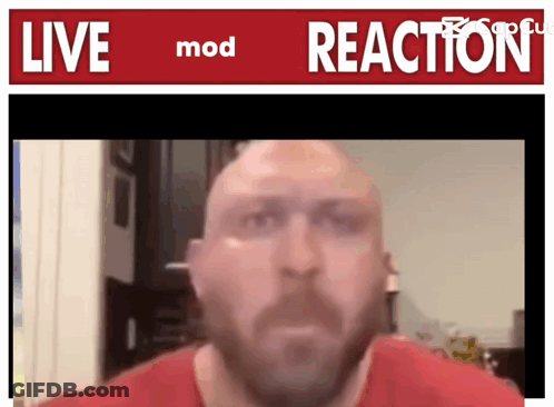 A Bald Man With A Beard Is Shown On A Live Mod Reaction Website GIF