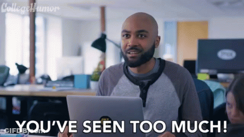 A Bald Man With A Beard Is Sitting In Front Of A Laptop Computer And Says You 'Ve Seen Too Much . GIF