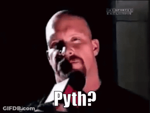A Bald Man With A Beard Is Talking Into A Microphone And Says Pyth GIF