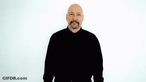 A Bald Man With A Beard Is Wearing A Black Shirt And Giving The Ok Sign GIF