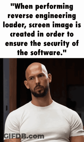 A Bald Man With A Beard Is Wearing A White T-Shirt With A Quote On It GIF