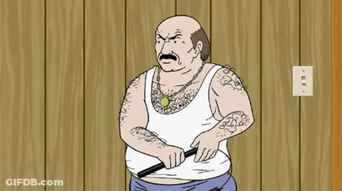 Bald Man With Mustache Holding Lamp GIF