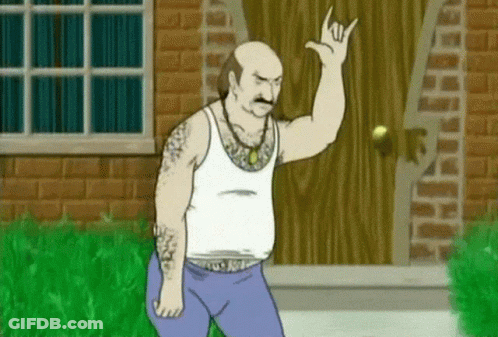 Bald Man Making Devil Horns Gesture GIF