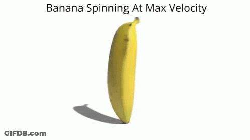 A Banana Is Spinning At Max Velocity And Has A Shadow On The Ground GIF