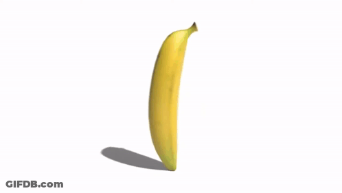 A Banana With A White Background And A Shadow On The Ground GIF