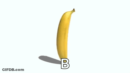A Banana With The Letter B On It 'S Side GIF