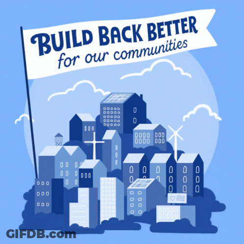 Build Back Better Banner Over City GIF