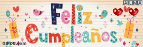 A Banner That Says Feliz Cumpleanos With Hearts And Presents GIF