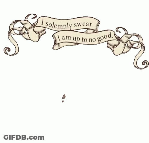 A Banner That Says I Solemnly Swear I Am Up To No Good On It GIF