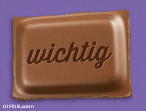 A Bar Of Chocolate With The Word Wichtig Written On It GIF
