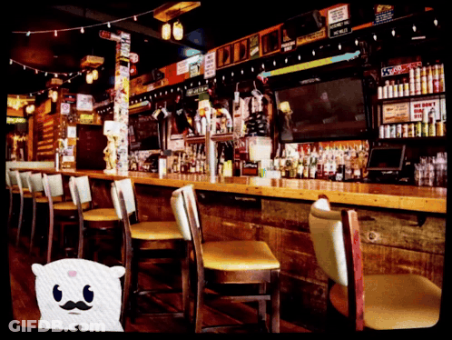 A Bar With A Sign On The Wall That Says ' A & R ' On It GIF