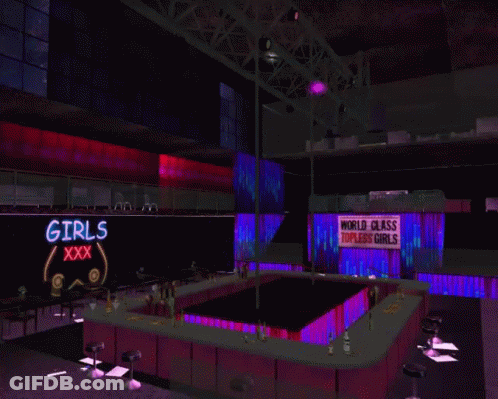 A Bar With A Sign That Says " Girls Xxx " On It GIF