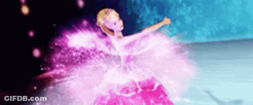 A Barbie Doll Is Dancing In A Pink Dress In A Cartoon . GIF