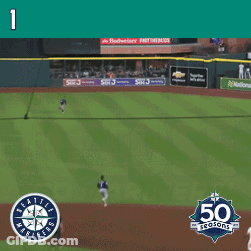 A Baseball Field With A Banner That Says Victor GIF