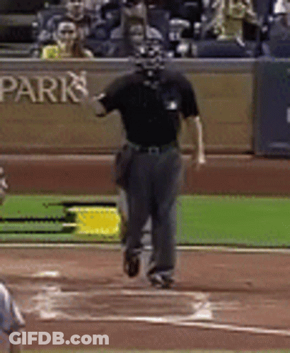 A Baseball Field With A Sign That Says Park In The Background GIF