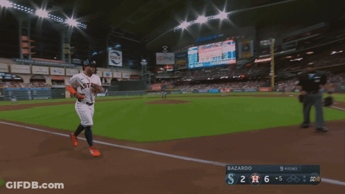 A Baseball Game Between Astros And Seahawks With A Score Of 6-2 GIF