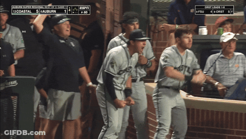 A Baseball Game Between Auburn And Coastal Is On Espn GIF
