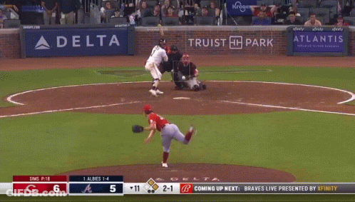 A Baseball Game Between The Braves And The Albres Is Being Broadcast On Xfinity GIF