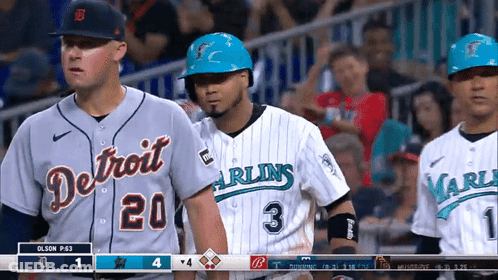 A Baseball Game Between The Detroit Tigers And The Marlins Is Underway GIF