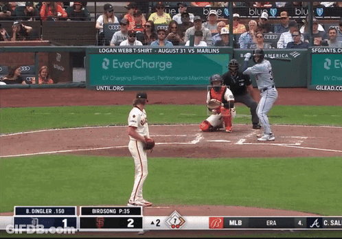 A Baseball Game Between The Giants And The Marlins Is Being Played On August 31 GIF