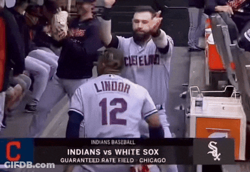 A Baseball Game Between The Indians And The White Sox Is Being Played In Chicago GIF