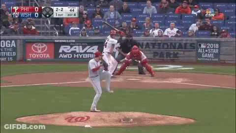 A Baseball Game Between The Phillies And The Nationals Is Underway GIF