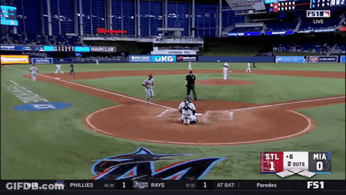 A Baseball Game Between The Phillies And The Rays Is Being Played Live GIF