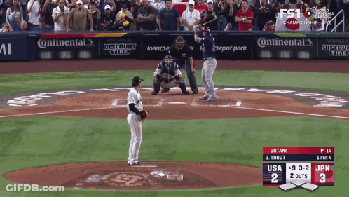 A Baseball Game Between The USA And Jpn Is Being Played GIF