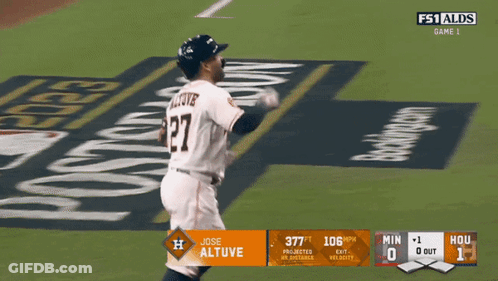 A Baseball Game Is Being Played And Jose Altuve Is Playing For The Astros GIF