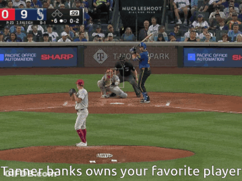 A Baseball Game Is Being Played And The Score Is 0-9 GIF