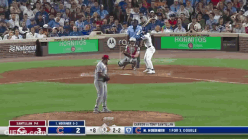 A Baseball Game Is Being Played And The Score Is 3-2 GIF