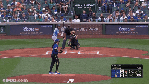 A Baseball Game Is Being Played At Mobile Park Sponsored By Coors GIF