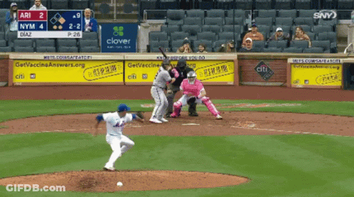 A Baseball Game Is Being Played Between Ari And Nym And The Score Is 2-2 GIF