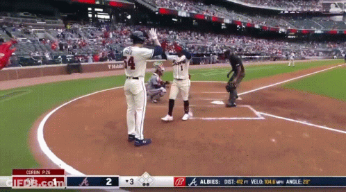 A Baseball Game Is Being Played Between The Atlanta Braves And The San Diego Padres GIF