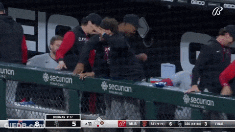 A Baseball Game Is Being Played Between The Cleveland Reds And The San Diego Padres GIF