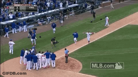 A Baseball Game Is Being Played Between Wsh And Cubs And The Score Is 3 To 4 GIF