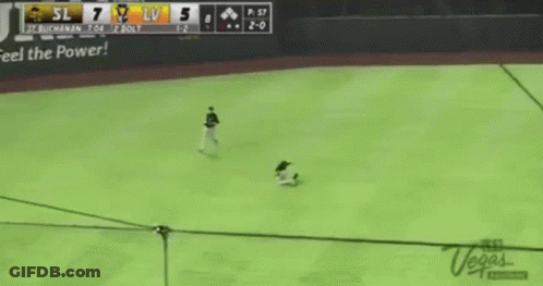 A Baseball Game Is Being Played In A Stadium And The Score Is 7 To 5 GIF