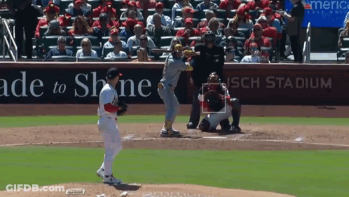 A Baseball Game Is Being Played In A Stadium That Says Made To Shine GIF