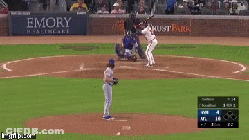 A Baseball Game Is Being Played In A Stadium With Ads For State Farm Ford And Georgia Power GIF